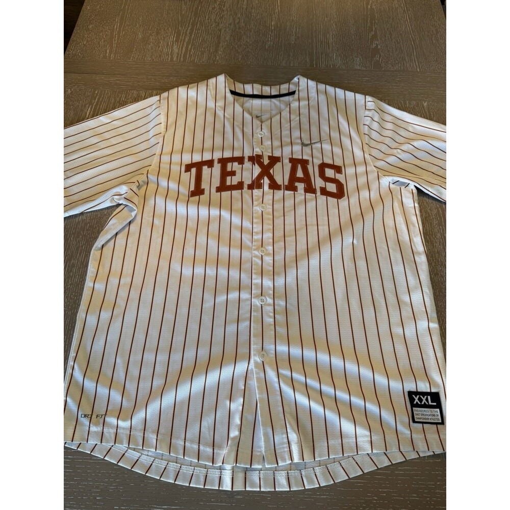 Nike Texas Longhorns Baseball Jersey Dri-FIT Pinstripe White XXL